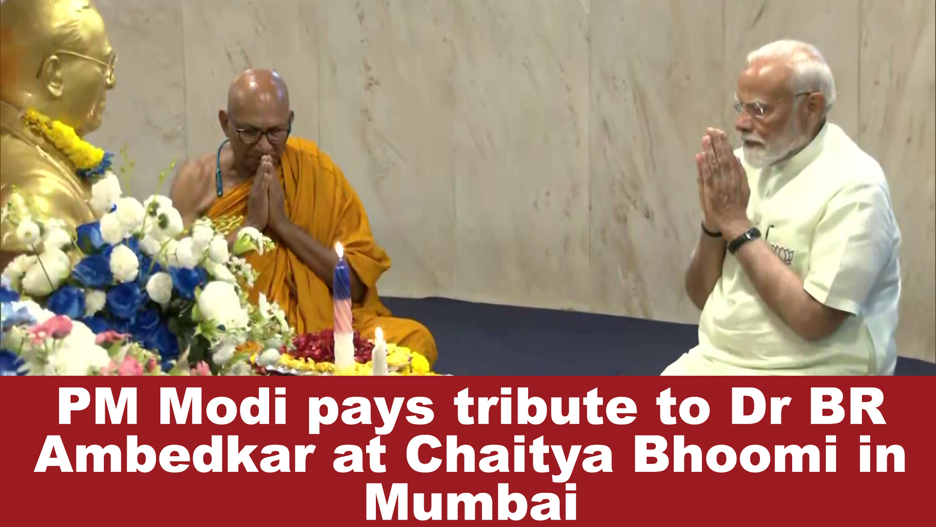 PM Modi Pays Tribute To Dr BR Ambedkar At Chaitya Bhoomi In Mumbai