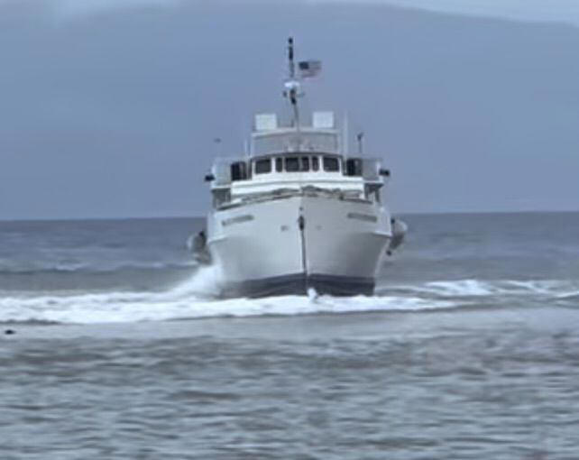 The vessel, Maui Princess, is over 100 feet in length and grounded in Lahaina.