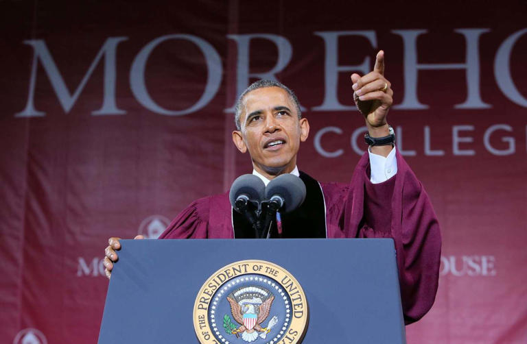 President Barack Obama delivers the commencement speech at Morehouse College on Sunday, May 19, 2013, in Atlanta. (Curtis Compton/The Atlanta Journal-Constitution/TNS)