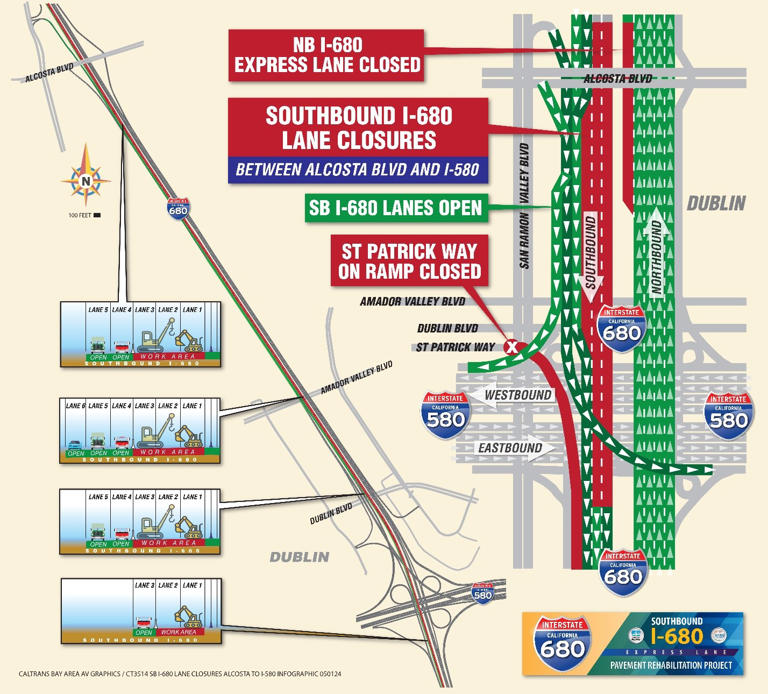 Southbound I680 in East Bay fully reopens after weekend partial closure