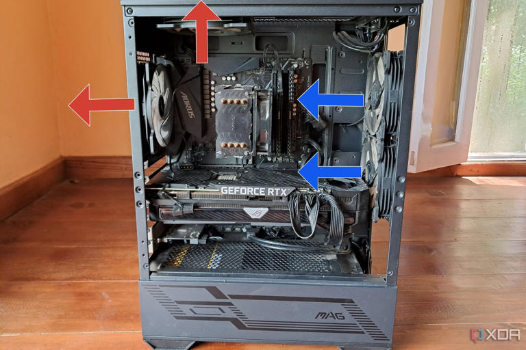 An MSI MAG Forge 110R with two intake fans and two exhaust fans