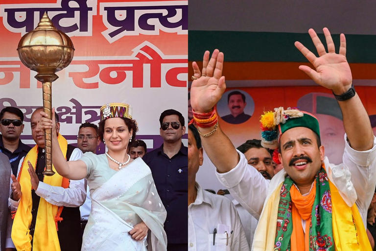 BJP candidate from Mandi constituency Kangana Ranaut and Congress candidate Vikramaditya Singh. (File image: PTI)