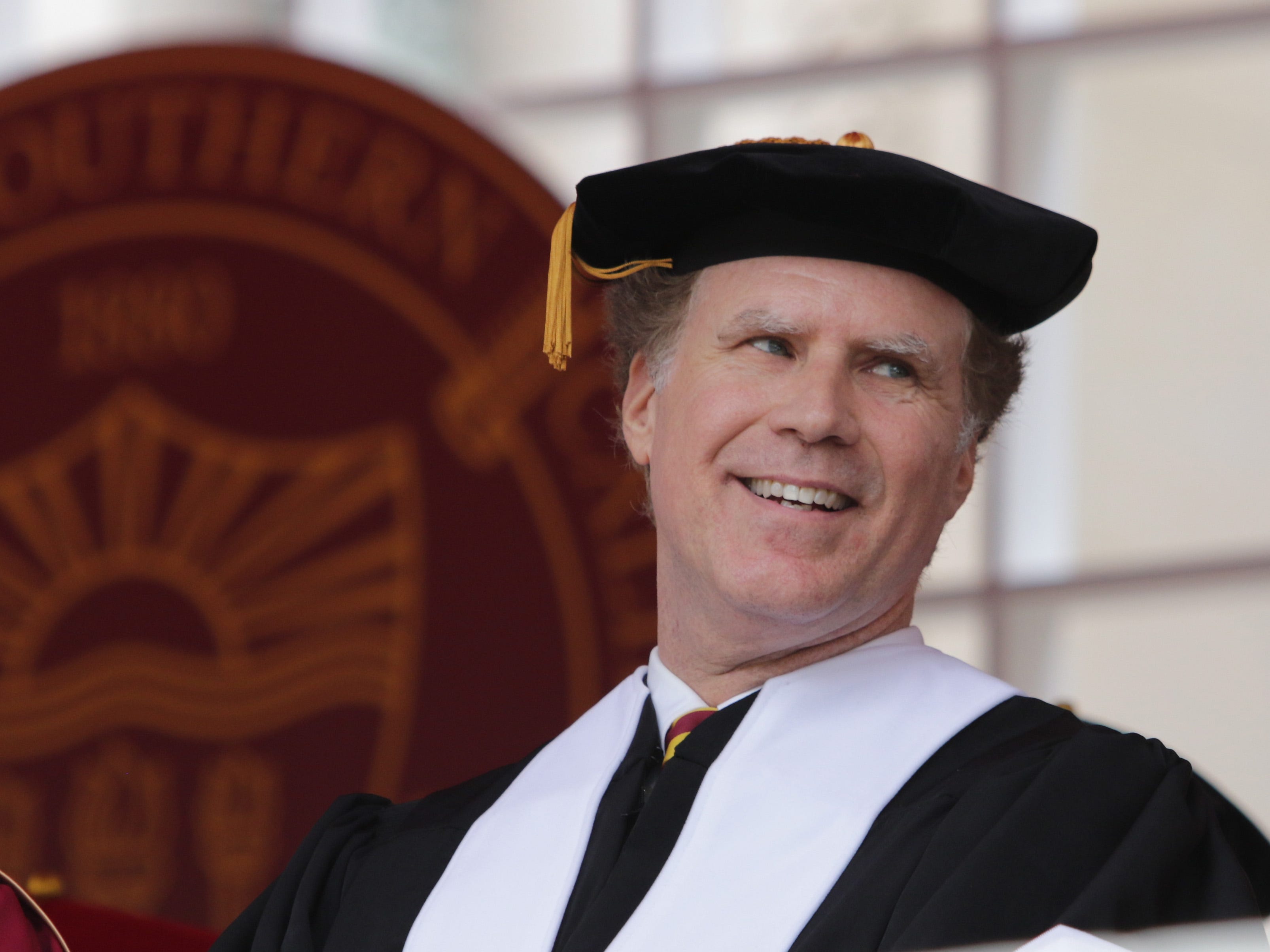 <p>Comedian Will Ferrell, best known for lead roles in films like "Anchorman," "Elf," and "Talledega Nights," delivered a thoughtful speech to USC's graduating class of 2018.</p><p>"No matter how cliché it may sound, you will never truly be successful until you learn to give beyond yourself," he said. "Empathy and kindness are the true signs of emotional intelligence, and that's what Viv and I try to teach our boys. Hey Matthias, get your hands of Axel right now! Stop it. I can see you. OK? Dr. Ferrell's watching you."</p><p>He also offered some words of encouragement: "For many of you who maybe don't have it all figured out, it's OK. That's the same chair that I sat in. Enjoy the process of your search without succumbing to the pressure of the result."</p><p>He even finished off with a stirring rendition of the Whitney Houston classic, "I Will Always Love You." He was, of course, referring to the graduates.</p>