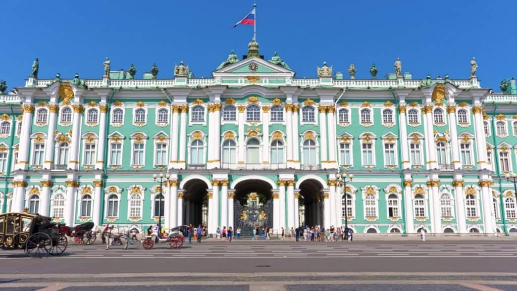 <p>If you are looking for eastern European palaces to visit, consider the famous and stunning Winter Palace in St. Petersburg, Russia. It was built in 1732 as the official home of the Russian Imperial Family, and served as such until 1917 and the Russian Revolution. Improvements, repairs, and adjustments were made during the 18<sup>th</sup> and 19<sup>th</sup> centuries.</p><p>The Palace suffered extensive damage to its interiors when a fire broke out in 1837. However, the reconstruction took only a year to complete. As is the case with many European palaces, The Winter Palace was built to reflect and showcase the power and might of the empire. Considering the area that the Tsar controlled—some 22,400,000 square km/14 million square miles and more than 125 million citizens towards the end of the 19<sup>th</sup> century—that is quite impressive.</p><p>Nowadays, the Palace, in all its opulence and grandeur, is home to the world-renowned Hermitage Museum.</p>