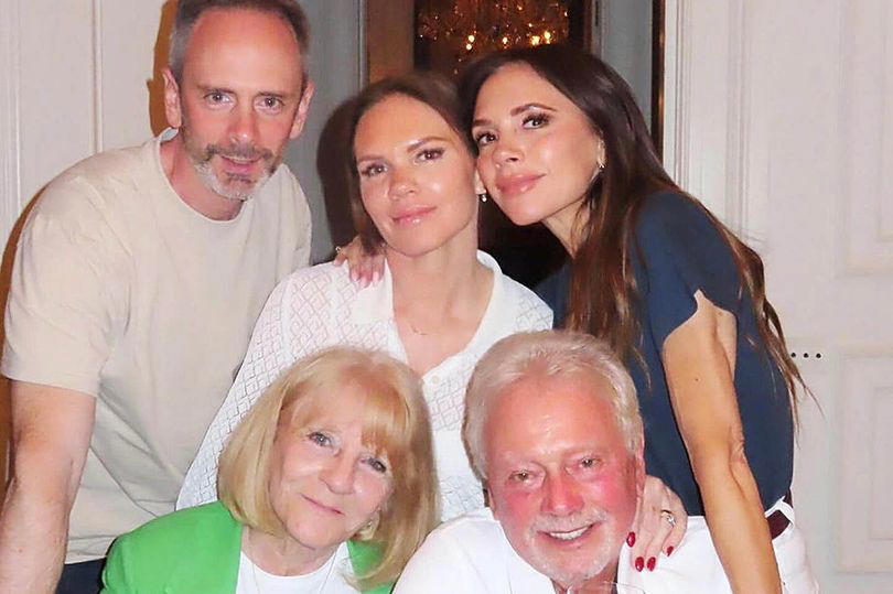 victoria beckham poses with her lookalike siblings and parents in rare family photo