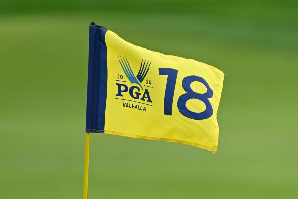 LOUISVILLE, KENTUCKY - MAY 17: The 18th hole pin flag is seen during the second round of PGA Championship at Valhalla Golf Club on May 17, 2024 in Louisville, Kentucky. (Photo by Ben Jared/PGA TOUR via Getty Images)