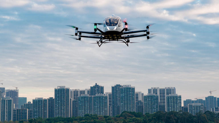 EHang's EH216-S was the first eVTOL in the world to receive a Type Certificate. (Supplied.)