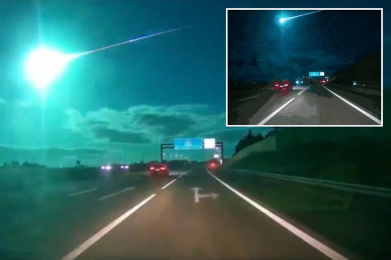 Spectacular fireball  lights up sky bright blue for millions over parts of Europe