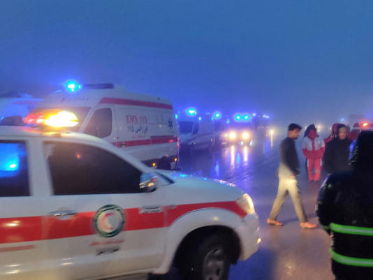 Rescue vehicles are seen following a crash of a helicopter carrying Iran's President Ebrahim Raisi, in Varzaqan, East Azerbaijan Province, Iran, May 19, 2024. Azin Haghighi/Moj News Agency/WANA (West Asia News Agency) via REUTERS