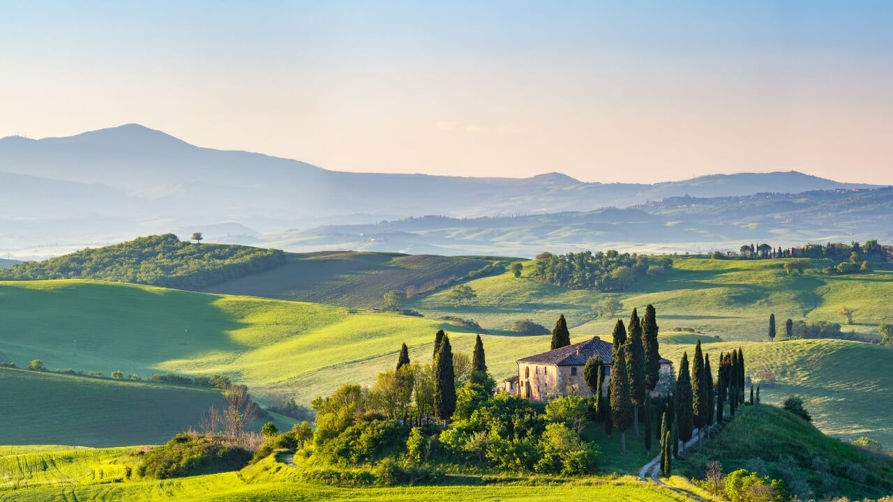 <p>Iconic rolling hills lined with cypress trees paint Tuscan landscapes from Renaissance towns like San Gimignano to Chianti vineyards. Exploring hill towns, castles, wine tasting, and searching for the perfect pasta dish could occupy a trip.</p>