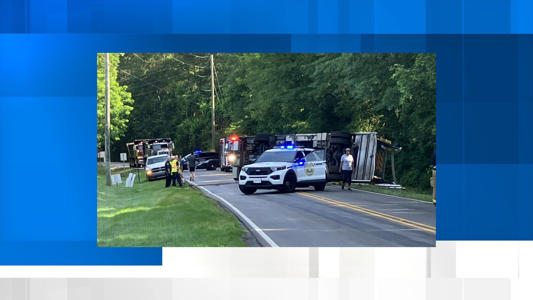 Firetruck overturns in Madison Monday morning<br><br>
