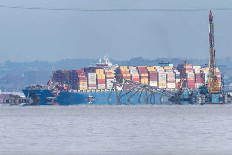 Cargo ship Dali refloated to a marina 8 weeks after Baltimore bridge ...