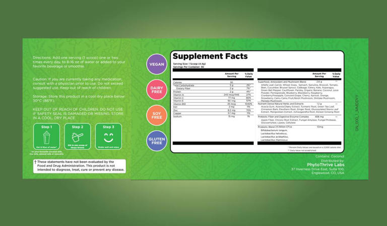 Tonic Greens Supplement Facts