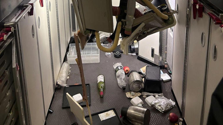 The interior of Singapore Airline flight SQ321 is pictured after an emergency landing at Bangkok's Suvarnabhumi International Airport, Thailand, on May 21. - Reuters