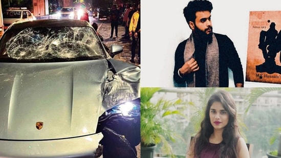 The Porsche car involved in the Pune accident, which led to the death of engineers Avneesh Awadhiya and Ashwini Koshta on the spot.