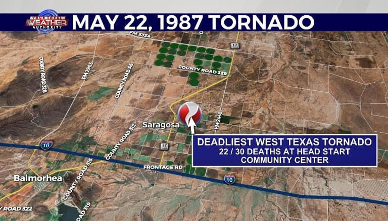 1987 Tornado Leaving its Mark: Saragosa