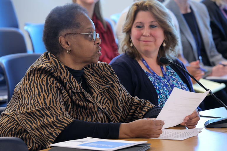 School Committee Chair Jeri Robinson and BPS Superintendent Mary Skipper discussed on Tuesday the district’s progress on a state-imposed improvement plan.