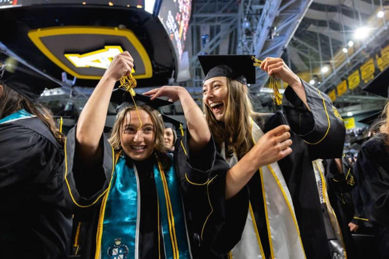 Tassels are turned at commencement ceremonies in Boone, N.C., on Saturday, May 11, 2024, for graduates of Appalachian State University. ©Appalachian State University | Facebook