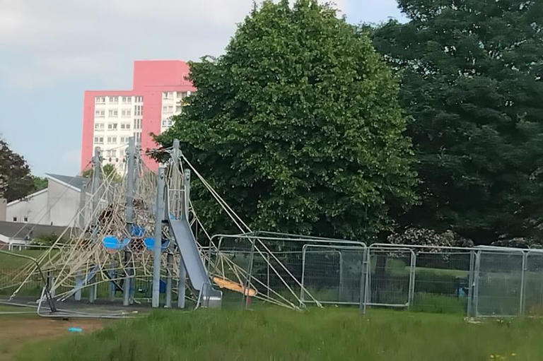 Fencing pulled down after delays to opening of children’s playground