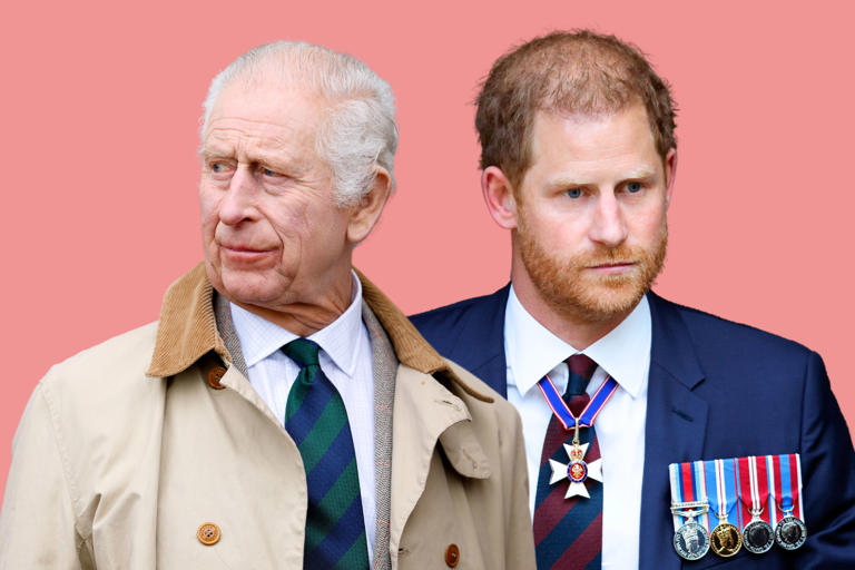 King Charles III and Prince Harry are seen in a composite image. Harry reportedly declined an offer to stay at a royal residence during a trip to Britain over security concerns.