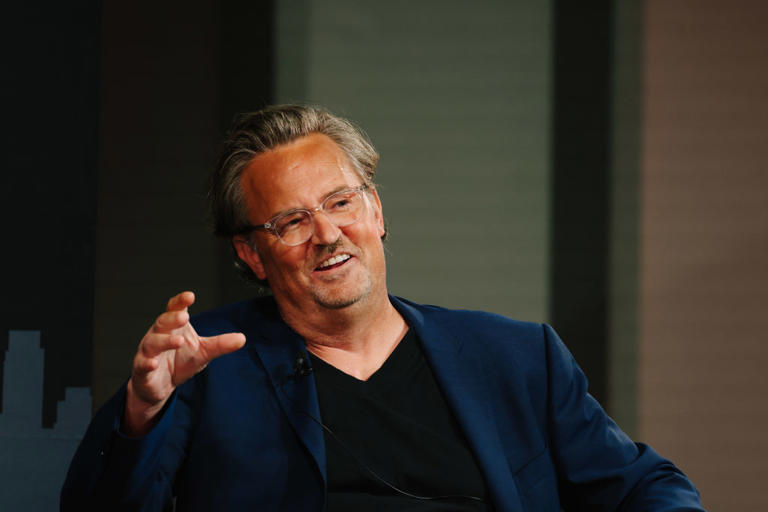 Matthew Perry speaks about his book with Matt Brennan during the 28th Annual Los Angeles Times Festival of Books at the University of Southern California on April 22, 2023, in Los Angeles.