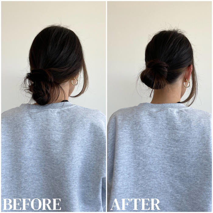 i finally mastered the perfect low bun thanks to this hair hack