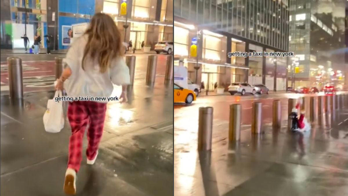 turista intenta pedir un taxi en nueva york pero sufre una terrible caída (video)