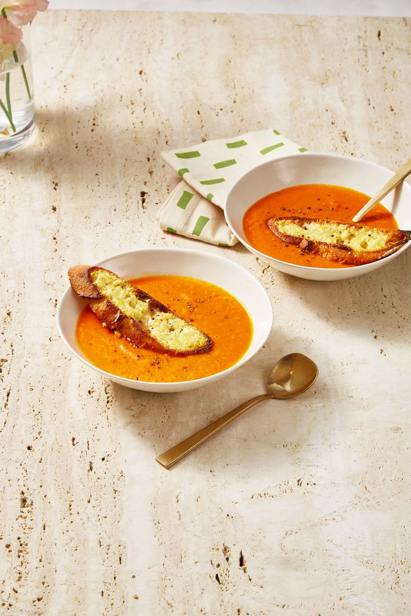 52) Tomato Soup with Parmesan Crostini