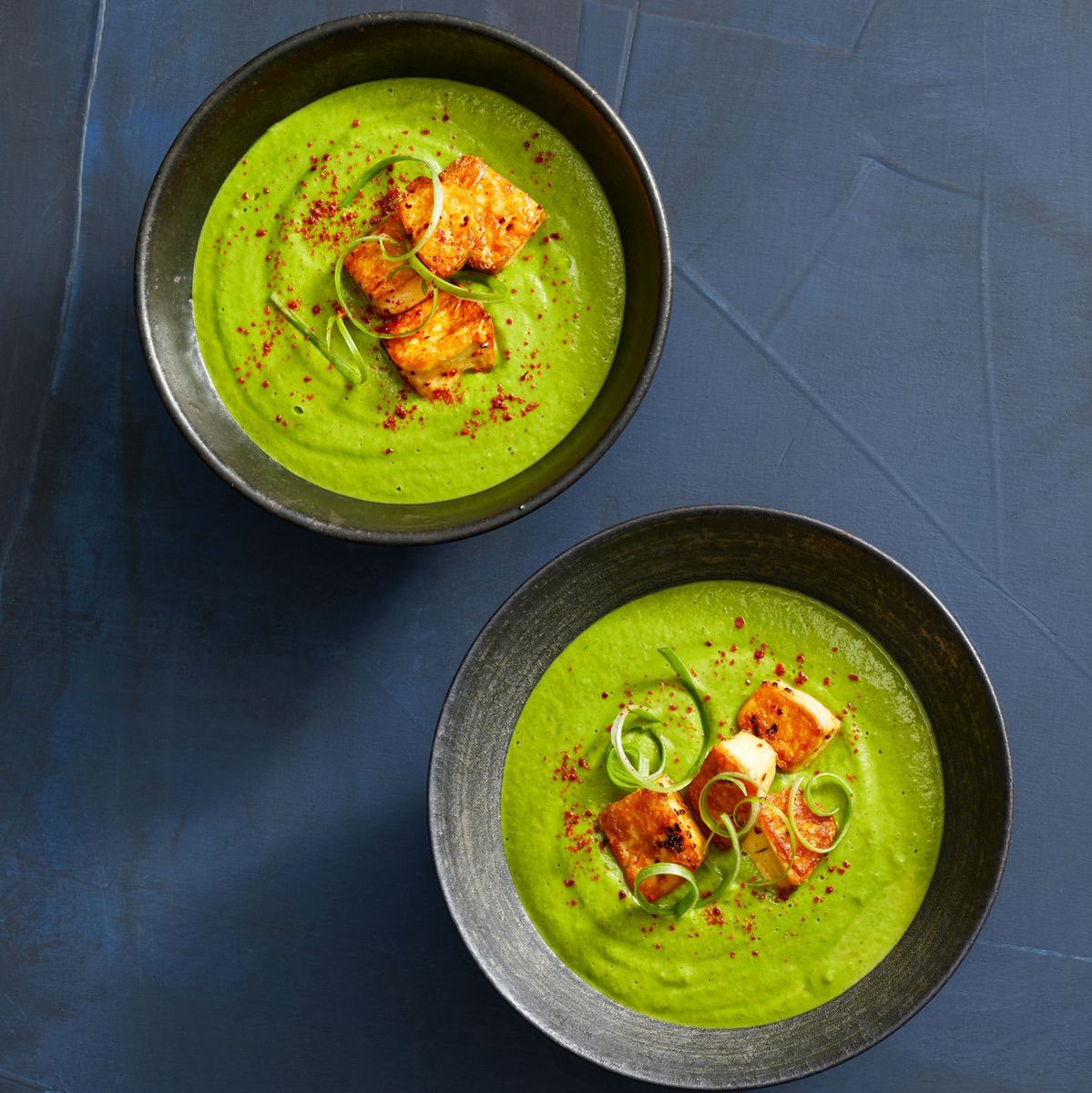 43) Green Soup with Crispy Tofu
