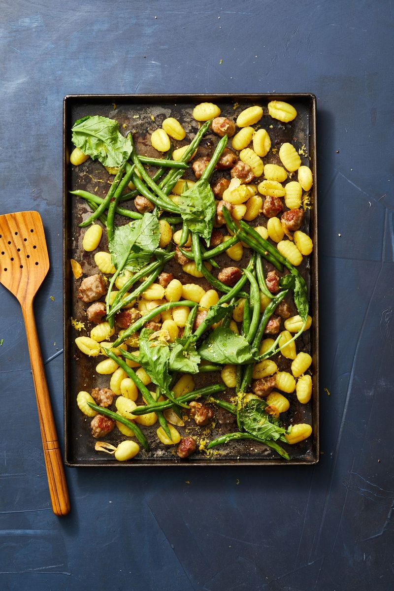 30) Sheet Pan Gnocchi with Sausage and Green Beans