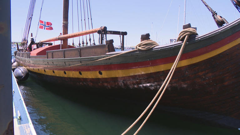 Viking ship makes stop at Bowen's Wharf in Newport