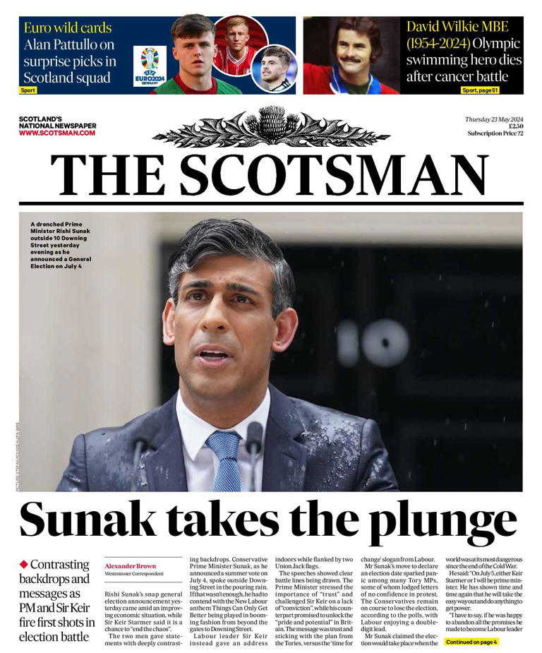 Scotland's papers: Sunak starts election race