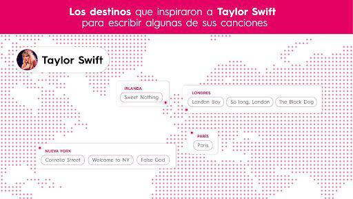 taylor swift: así es el mapa de las ciudades que inspiran sus canciones