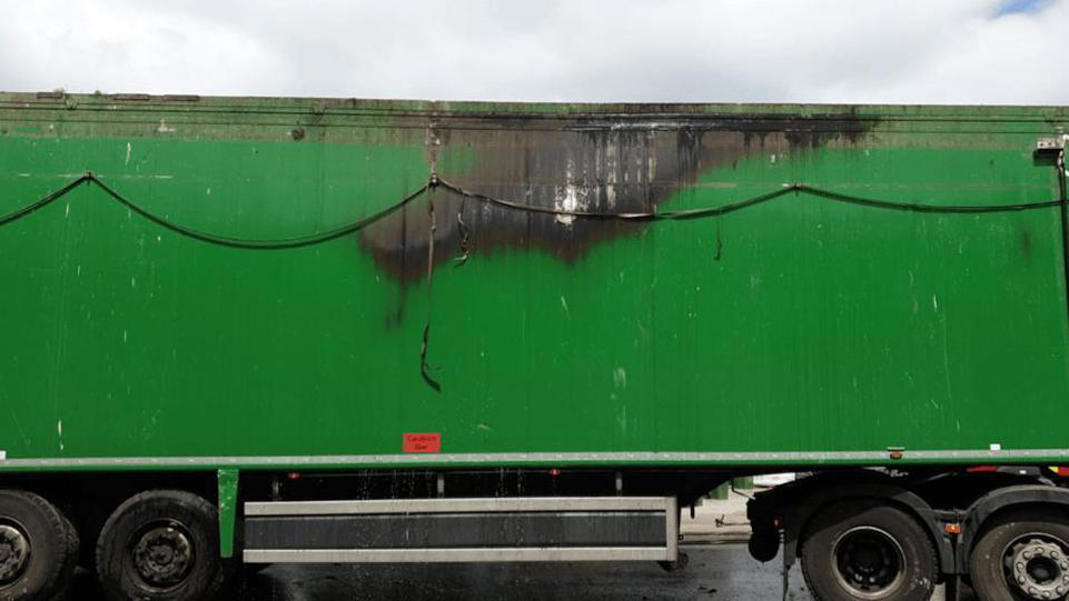 discarded battery causes fire in recycling lorry