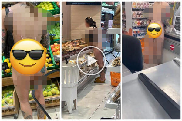 turista sedere al vento fa la spesa al supermercato: video virale