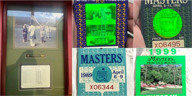 golfer discovers grandpa's collection of vintage masters badges, and even an augusta national scorecard