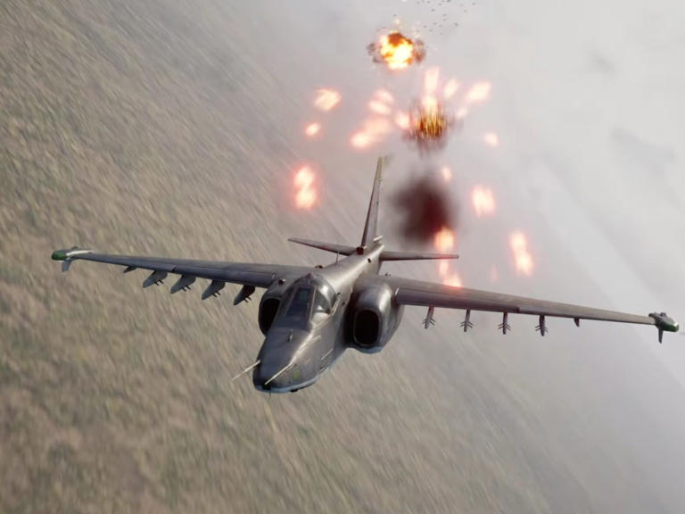 A Ukrainian brigade appeared to use video-game clips to say it took down a Russian Su-25