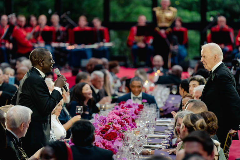 Biden hosts a state dinner for Kenya, with a cameo from Obama
