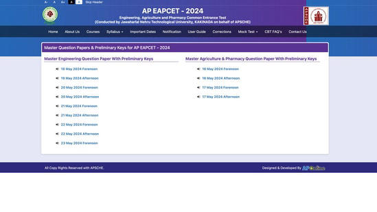 AP EAMCET Engineering answer key 2024 out