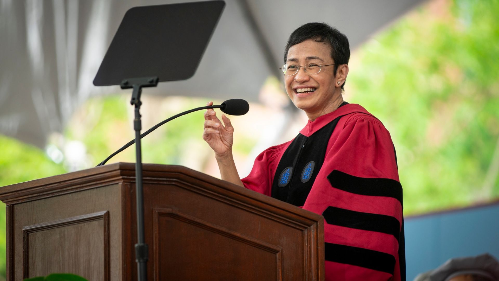 <p>During the ceremony, commencement speaker Maria Ressa <a href="https://www.nbcnews.com/news/us-news/students-walk-harvard-college-graduation-ucla-contends-new-protest-rcna153822">spoke</a> to the graduates about the importance of being tested and fighting for what they believe in.     </p> <p>She emphasized that such challenges define one's character. </p>