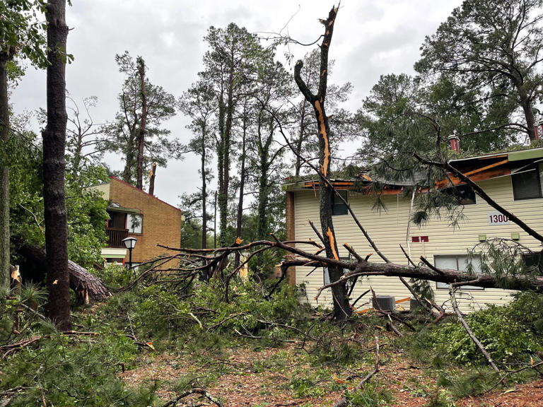 Severe weather Friday damages apartments at Mystic Woods.
