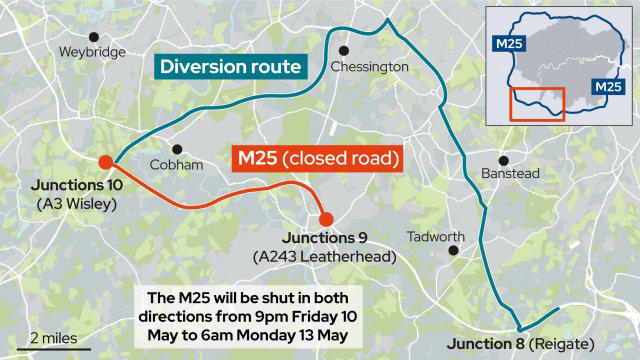 M25 closure and train driver overtime ban to cause weekend travel chaos