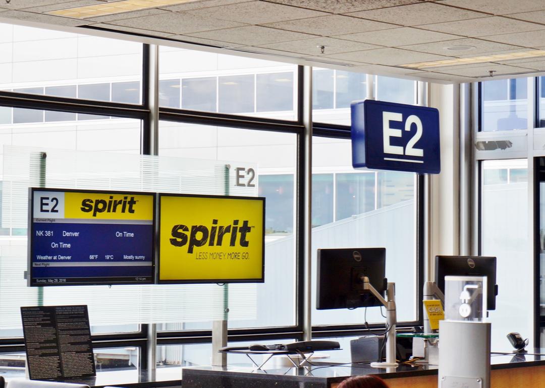 <p>- Minimum seat pitch: 28<br> - Maximum seat pitch: 38<br> - Minimum seat width: 17.75<br> - Maximum seat width: 20</p>  <p>Spirit Airlines is tied with Frontier for the lowest minimum seat pitch offered among all U.S. domestic airlines. Although this Florida-based carrier doesn't provide business- or first-class seats, it is possible to pay a little extra to reserve a seat with more legroom ahead of time in one of the <a href="https://customersupport.spirit.com/en-us/category/article/KA-01250">Big Front Seats</a>, offering up to 6 inches more space. But the Big Front option isn't available on every plane Spirit flies: It's missing from the <a href="https://www.seatguru.com/airlines/Spirit_Airlines/Spirit_Airlines_NK_Airbus_A320-200_C.php">Airbus A320-200 (Layout 2)</a> model.</p>  <p>Fortunately, you can see the plane model and the seat availability before selecting your flight on Spirit's website by clicking "Seat Map" on your chosen itinerary. Otherwise, there's a level playing field between the plane models in terms of entertainment and business amenities offered in standard economy class (called Deluxe Leather on Spirit)—which, unfortunately, are none. However, this could change if the <a href="https://www.upi.com/Top_News/US/2023/07/05/JetBlue-ending-American-Airlines-partnership-merger-Spirit-Airlines/5891688600892/">impending merger</a> with fellow low-cost airline JetBlue goes through and Spirit begins flying JetBlue planes (which could finally bring in-flight entertainment to Spirit passengers).</p>