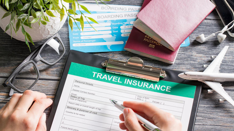 Traveler purchasing an insurance policy.