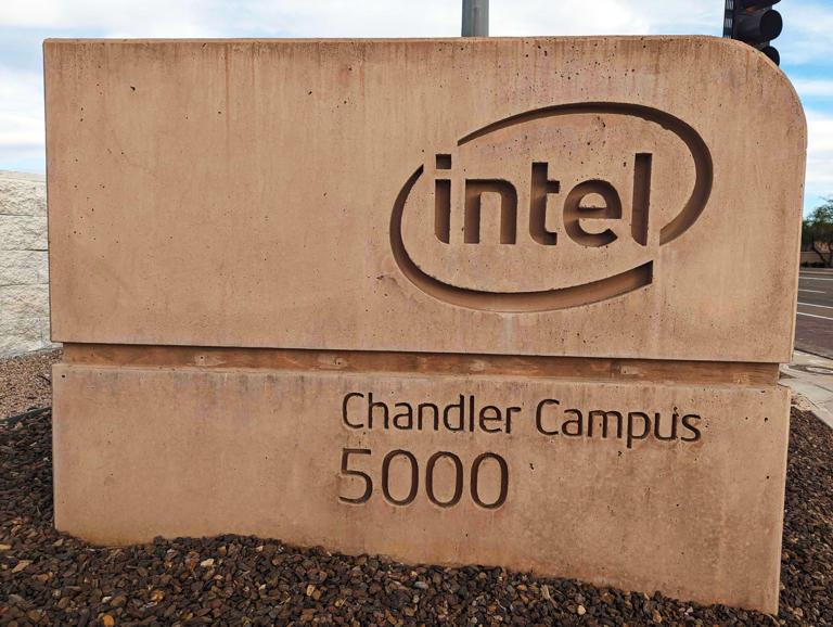 A sign at the entrance of Intel's Chandler campus in Arizona. Photo: Matt Haldane
