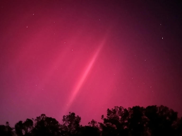 Northern lights dazzle over Picayune. Photo by Kiera Mitchell via the WLOX Weather App