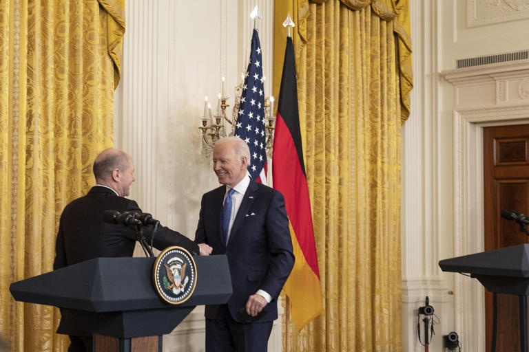 el presidente de Estados Unidos, Joe Biden, y el canciller de Alemania, Olaf Scholz