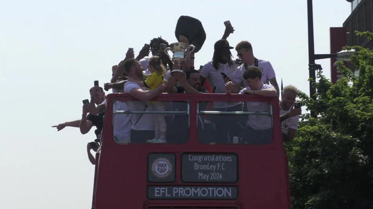 Bromley players toured the town amid scenes of joy