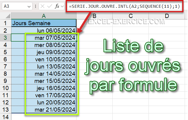 Créer Une Série De Jours Ouvrés Dans Excel 9983
