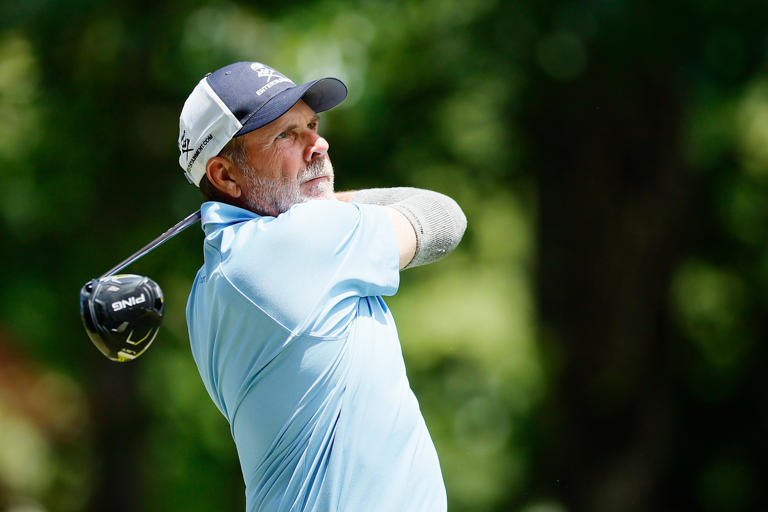 Doug Barron plays his shot from the third tee during the final round of the 2024 Regions Tradition at Greystone Golf & Country Club. (Photo: Alex Slitz/Getty Images)